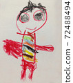 A picture drawn by a child with a crayon 72488494