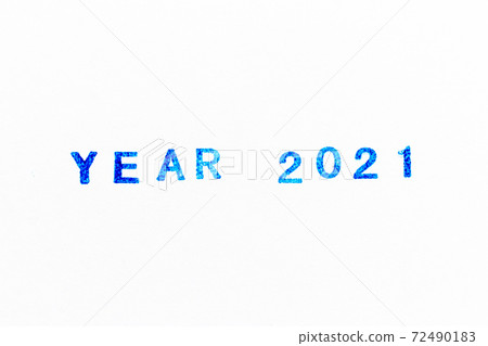 Blue color ink of rubber stamp in word 2021 year on white paper background Blue color ink of rubber stamp in word 2021 year on white paper background 72490183