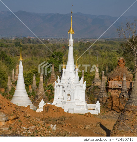 Ancient Ruins of Buddhist Stupas in Indein. Ancient Ruins of Buddhist Stupas in Indein. 72490715