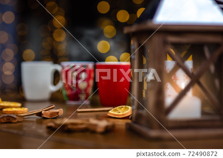 Christmas composition on the table Christmas composition on the table 72490872