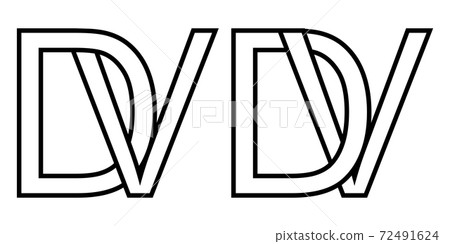Logo vd and dv icon sign two interlaced letters V D, vector logo vd dv first capital letters pattern 72491624