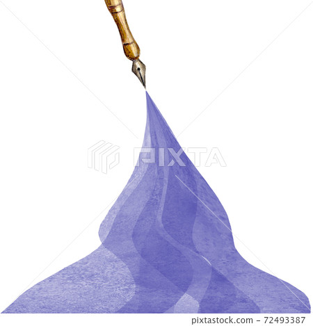 Vintage style fountain pen with spilled purple ink on white background Vintage style fountain pen with spilled purple ink on white background 72493387