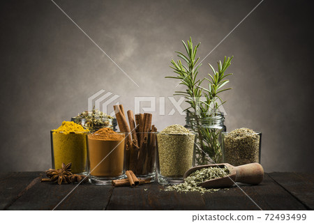 variety of spices in glass jars variety of spices in glass jars 72493499