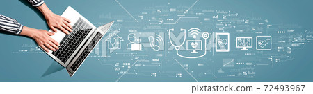 Telemedicine theme with person using laptop 72493967