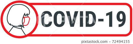 Covid-19 sign with female wearing medical face mask Covid-19 sign with female wearing medical face mask 72494155