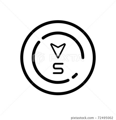 South direction. Weather icon in a circle. Isolated vector illustration 72495002