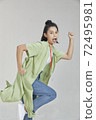 asian happy woman running isolated over white background 72495981
