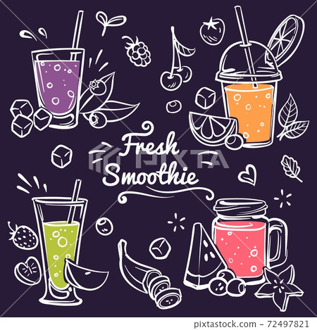 Fruit smoothies in cups.Vector illustration smoothie to go or take