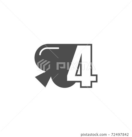 Number 4 logo combined with spade icon design 72497842