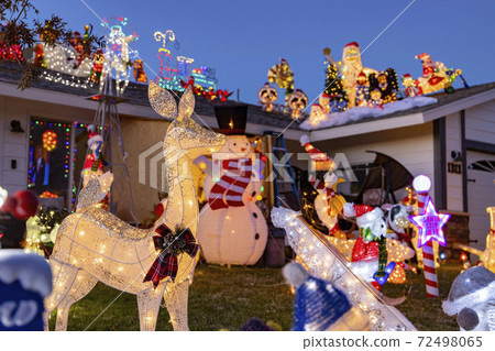 Night view of beautiful christmas decoration of a home 72498065