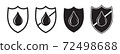 Waterproof icon, drop and shield, water proof resistant vector logo. Impermeable hydrophobic absorption, waterproof fabric liquid rainproof symbol 72498688