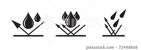 Waterproof icon, water proof drop resistant, vector logo. Impermeable, hydrophobic waterproof fabric arrow icon 72498689
