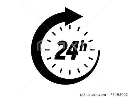 24 hours round timer or countdown icon Royalty Free Vector