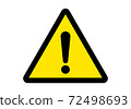 Attention sign or warning caution exclamation sign, danger alert vector yellow triangle 72498693