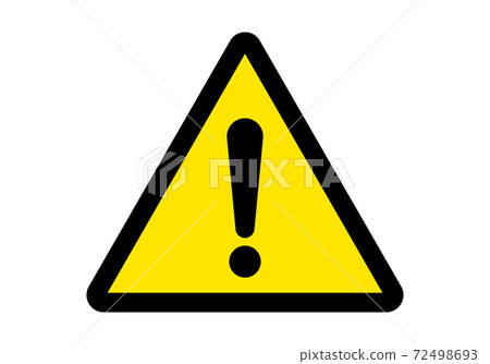 Attention sign or warning caution exclamation sign, danger alert vector yellow triangle 72498693