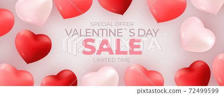 Valentine's Day sale banner Background Design. Template for advertising, web, social media and fashion ads. Horizontal poster, flyer, greeting card, header for website Vector Illustration eps10 Valentine's Day sale banner Background Design. Template for advertising, web, social media and fashion ads. Horizontal poster, flyer, greeting card, header for website Vector Illustration eps10 72499599