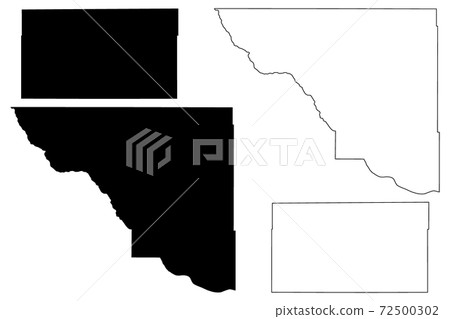 Woods and Texas County, Oklahoma State (U.S. county, United States of America, USA, U.S., US) map vector illustration, scribble sketch map 72500302