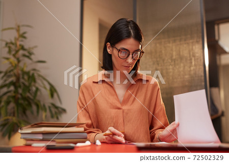 Contemporary Businesswoman Working at Home Office 72502329
