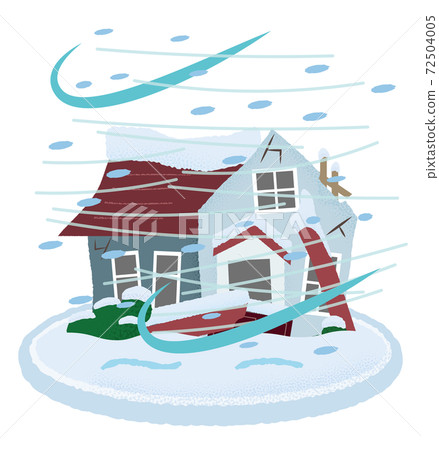 Vector illustration of houses damaged by snowstorm 72504005