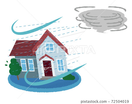 Vector illustration of houses suffering from typhoon damage Vector illustration of houses suffering from typhoon damage 72504019