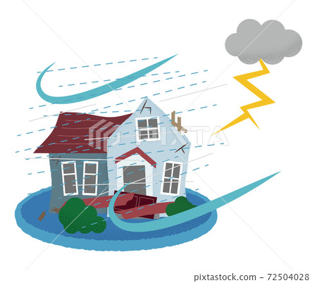 Vector illustration of houses suffering from... - Stock Illustration ...