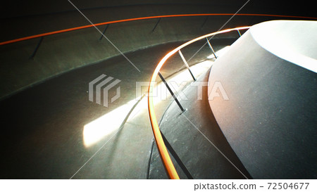 Modern descending pedestrian ramp in Italy, 2019. Modern descending pedestrian ramp in Italy, 2019. 72504677