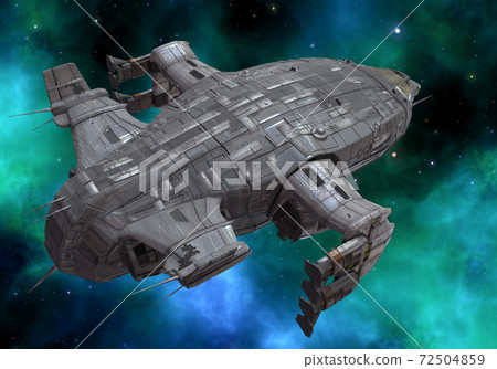 Future spaceship in deep space 3d illustration 72504859