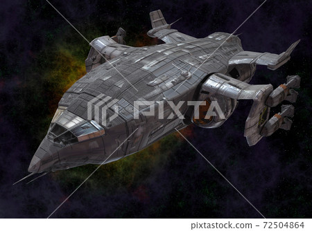 Future spaceship in deep space 3d illustration 72504864