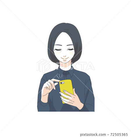 Woman operating a smartphone 72505365