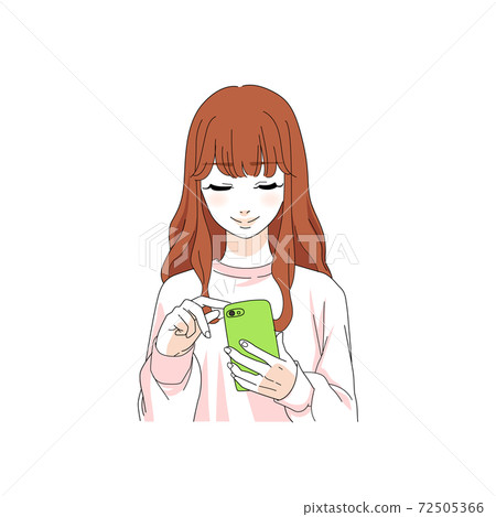 Woman operating a smartphone 72505366