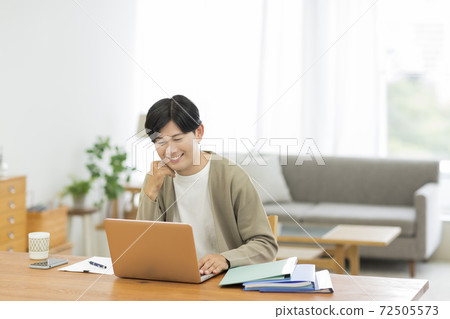 Men working from home Remote work 72505573
