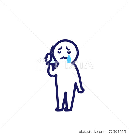 打電話時人類哭泣的簡單和變形的插圖 72505625