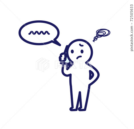打電話時遇到麻煩的人的簡單且變形的圖示 72505633