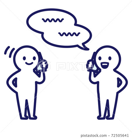 兩個人在講電話的簡單和變形的插圖 72505641