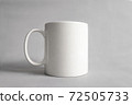 Empty mug mock-up, Close up white coffee cub isolated on grey background, Blank front view classic white mug mockup, Concept branding mock up for design your logo design. 72505733