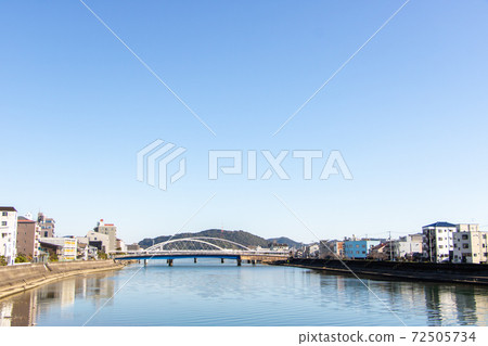 Scenery of Kagamigawa flowing through Kochi city. Scenery of Kagamigawa flowing through Kochi city. 72505734