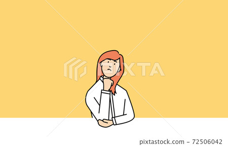 考慮疑問的女人的框架插圖 72506042