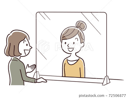 Vector illustration material: Corona measures, partition, window, customer service, reception, correspondence 72506877