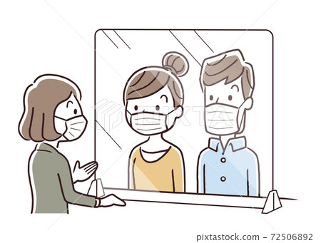 矢量插圖素材：電暈措施，分區，窗口，客戶服務，接待，面具，信件 72506892
