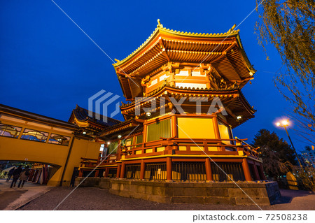 日本，上野，東京的東京都市風景。 Shinobazuike Hendendo等的景色= 2020年12月13日 72508238