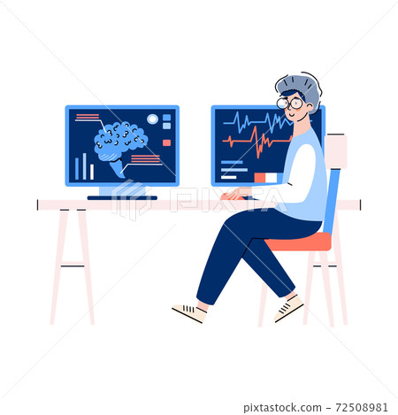 Doctor looking on mri scan result of patient brain a vector illustration 72508981