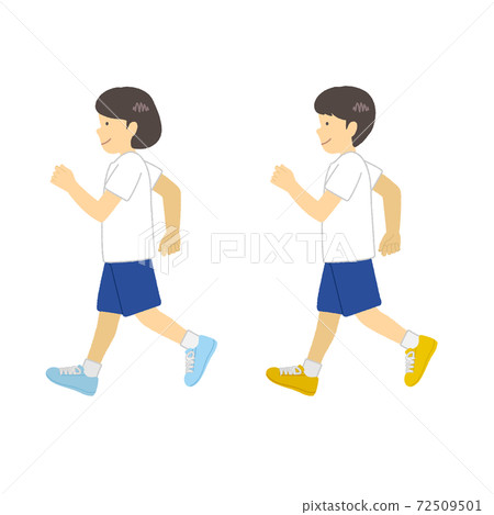Running girl boy illustration: Vector 72509501