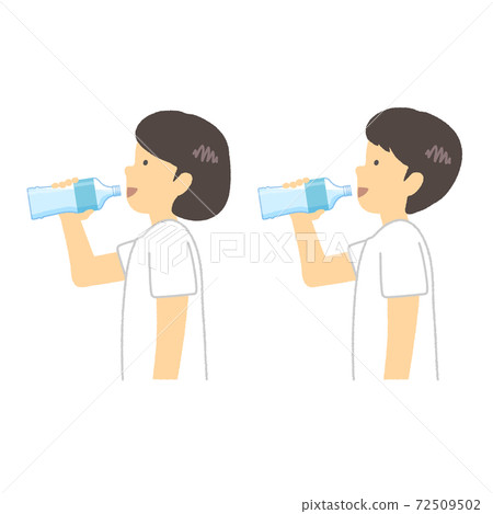 女孩和男孩補水的插圖：矢量 72509502