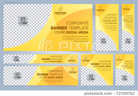Set of Yellow and Black Web banners templates, Standard sizes with space. Vector illustration 72509762