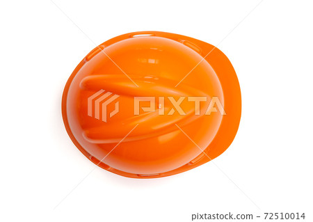 Top view Orange safety engineer helmet with clipping path isolated white background. 72510014