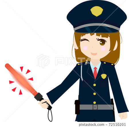 Illustration of the upper body of a cute girl guard to guide 72510201