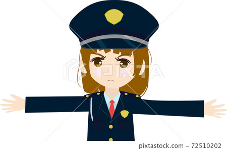 一個可愛的女孩衛兵的上身的插圖用兩隻手打開 一個可愛的女孩衛兵的上身的插圖用兩隻手打開 72510202