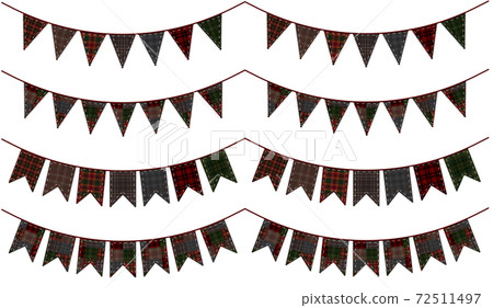 花環秋/冬彩色格子圖案（可加工） 72511497