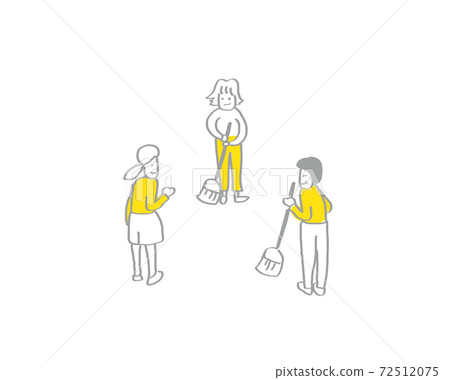 School life-simple line art hand-drawn illustrations-cleaning time School life-simple line art hand-drawn illustrations-cleaning time 72512075