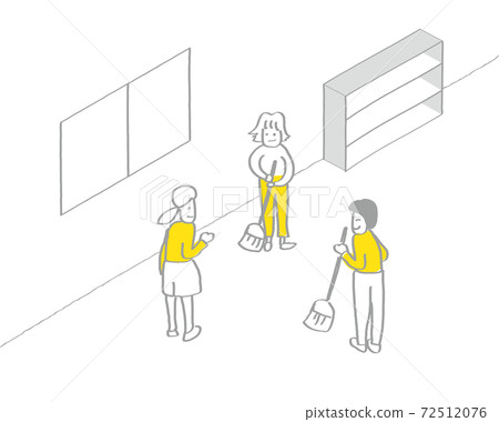 學校生活簡單線條畫手繪插畫清洗時間 72512076